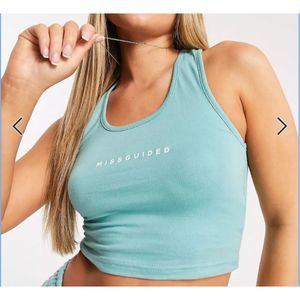 Missguided co-ord racer back crop top in teal